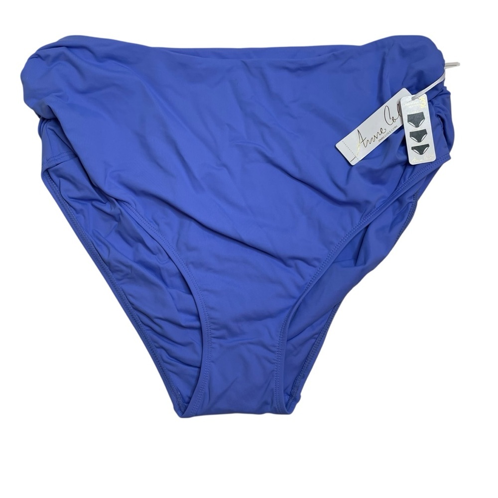 Anne Cole Convertible High Waist Shirred Swim Bottom Periwinkle Blue 20w New